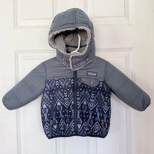 Patagonia Baby Reversible Tribes Jacket - Gray & Blue - Size 6 - 12 months